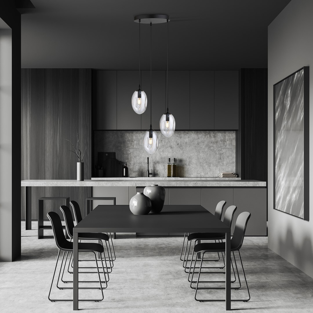 Astral Ø40 Transparent suspension De Emibig Lighting - Ses abat-jour en verre transparent diffusent une lumière douce et chaleureuse.