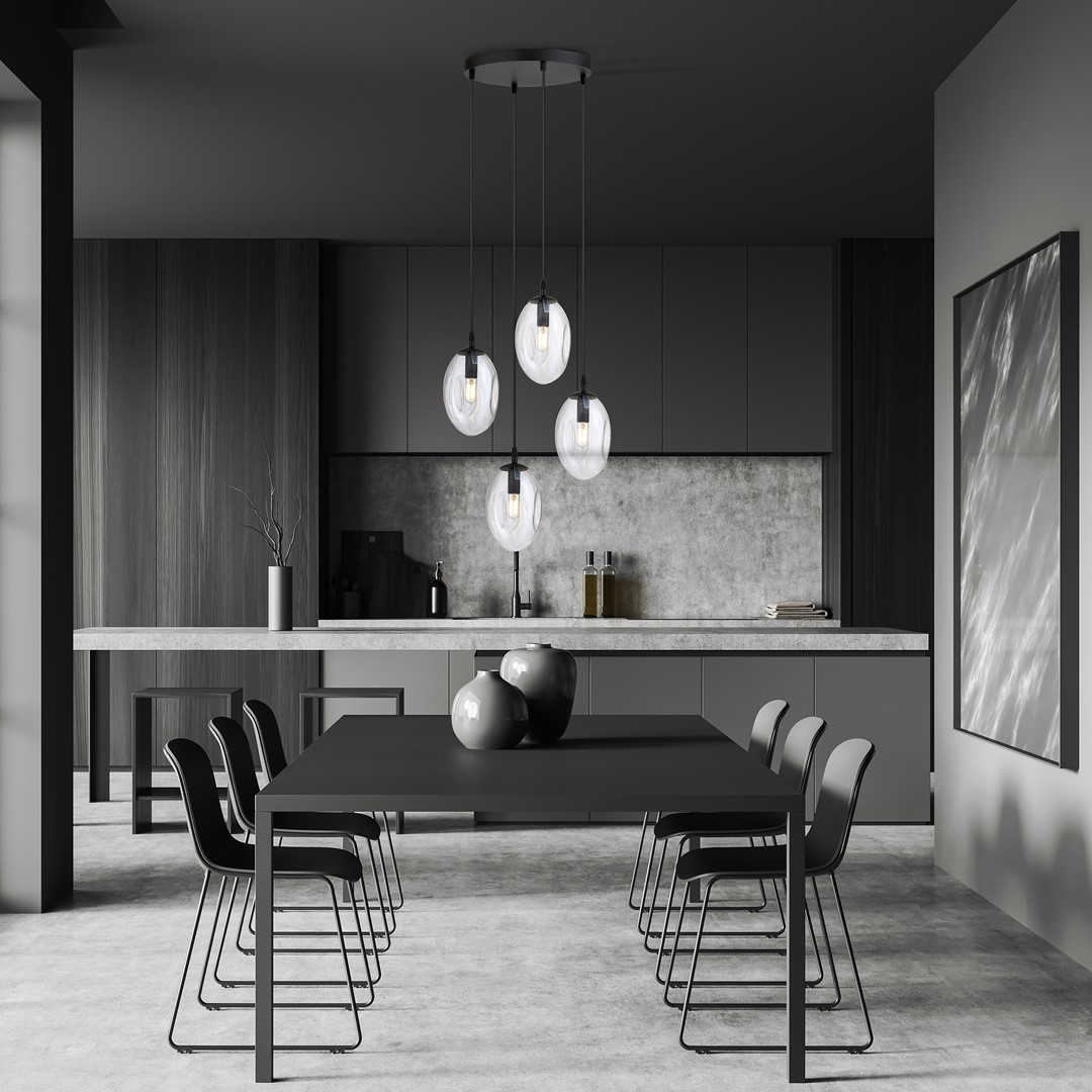 Astral Ø40 Transparent suspension De Emibig Lighting - Ses abat-jour en verre transparent diffusent une lumière douce et chaleureuse.