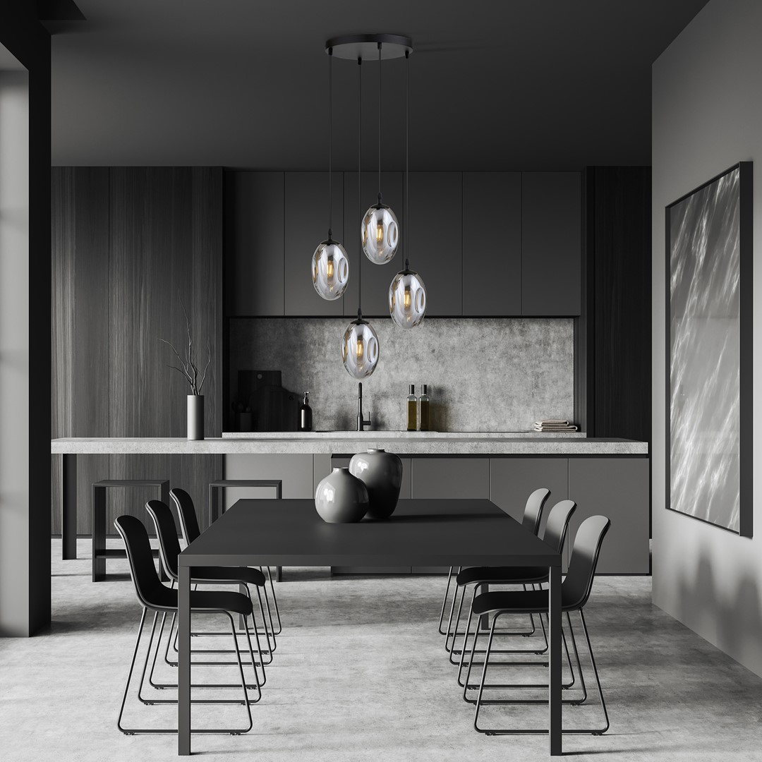 Astral Ø40 Couleur fumée suspension De Emibig Lighting - Ses abat-jour en verre fumé diffusent une lumière chaleureuse et accueillante.