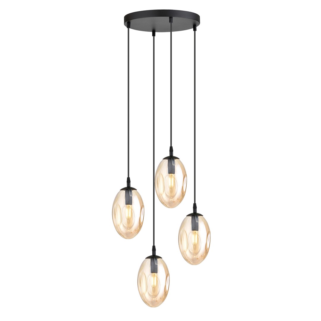 Astral Premium Ø40 Ambre suspension De Emibig Lighting - Ses abat-jour en verre ambré diffusent une lumière chaleureuse et accueillante.