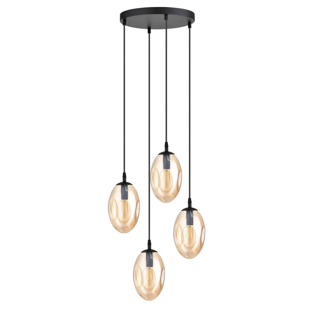 Astral Premium Ø40 Ambre suspension De Emibig Lighting - Ses abat-jour en verre ambré diffusent une lumière chaleureuse et accueillante.