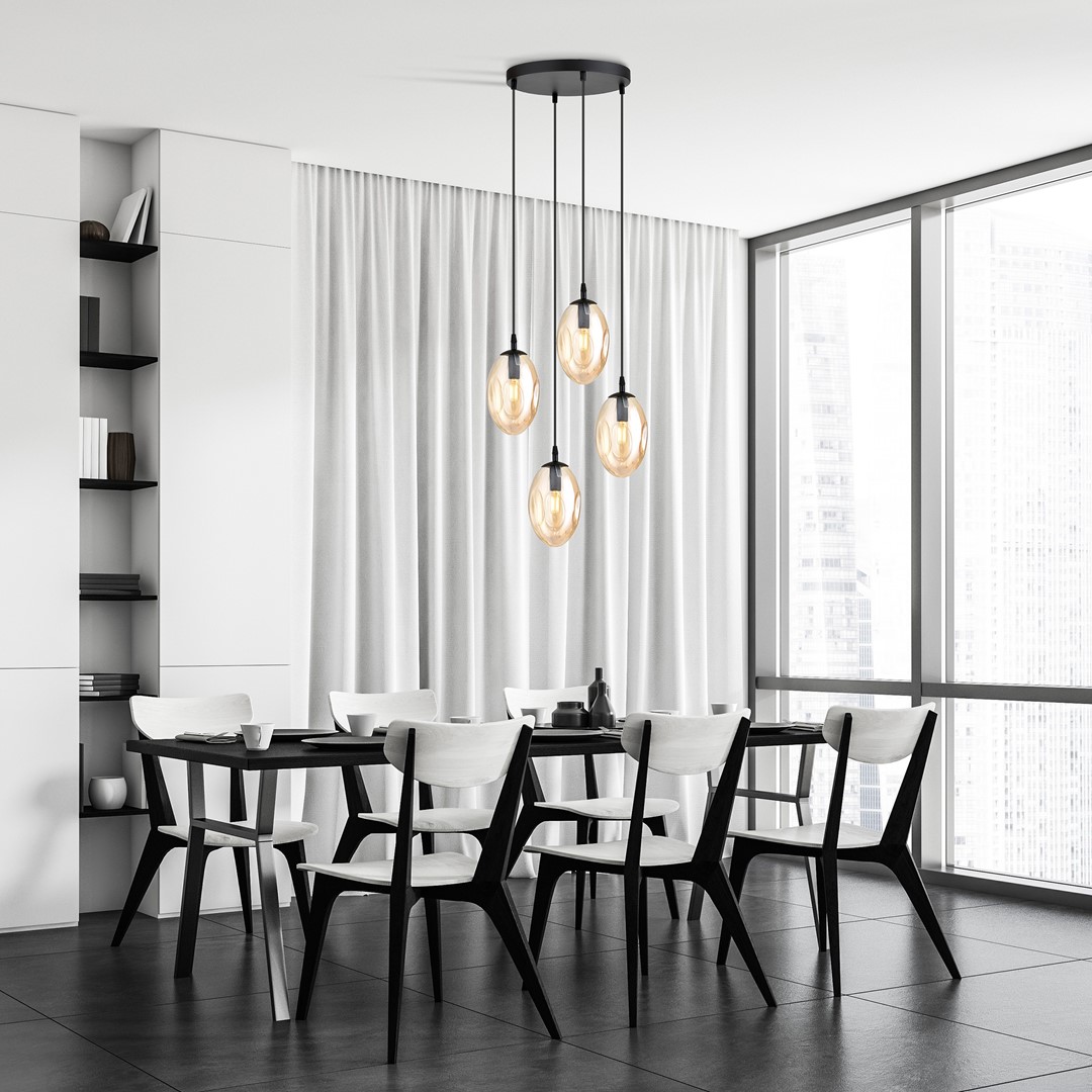 Astral Premium Ø40 Ambre suspension De Emibig Lighting - Ses abat-jour en verre ambré diffusent une lumière chaleureuse et accueillante.