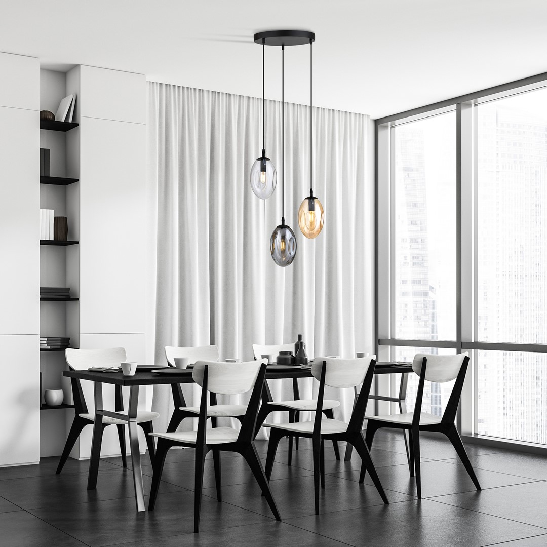 Astral Ø40 Multicolore suspension De Emibig Lighting - La suspension noire offre un contraste sophistiqué et souligne le design moderne du luminaire.