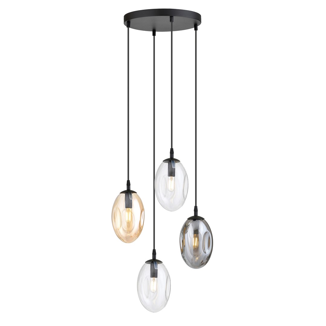 Astral Ø40 Multicolore suspension De Emibig Lighting - La suspension noire offre un contraste sophistiqué et souligne le design moderne du luminaire.