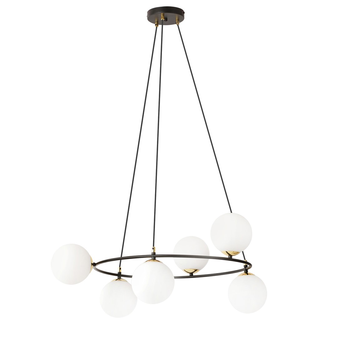 Azura Ø75 suspension De Emibig Lighting - La suspension Azura est fabriquée en acier noir et est complétée par des abat-jour en graphite.