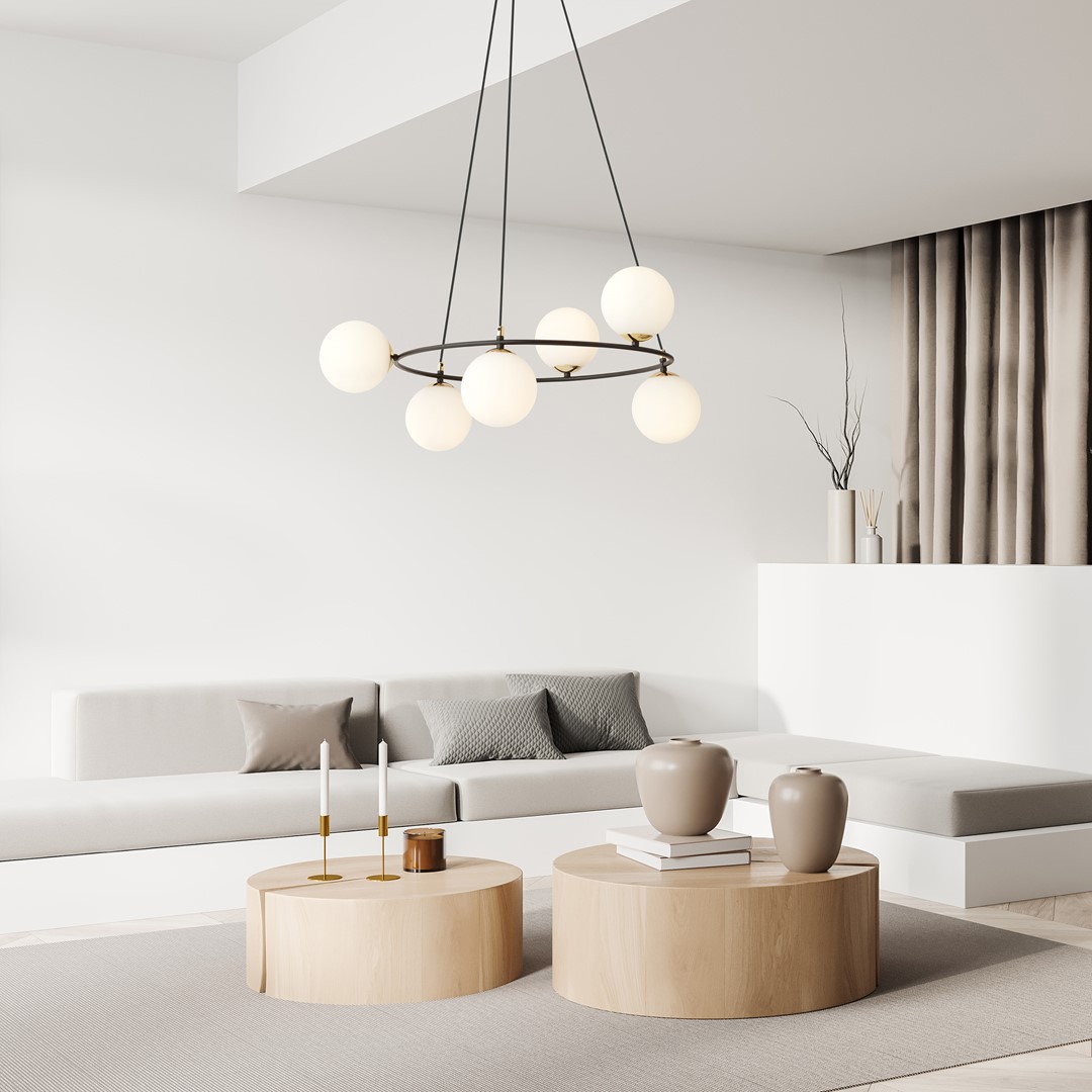 Azura Ø75 suspension De Emibig Lighting - La suspension Azura est fabriquée en acier noir et est complétée par des abat-jour en graphite.