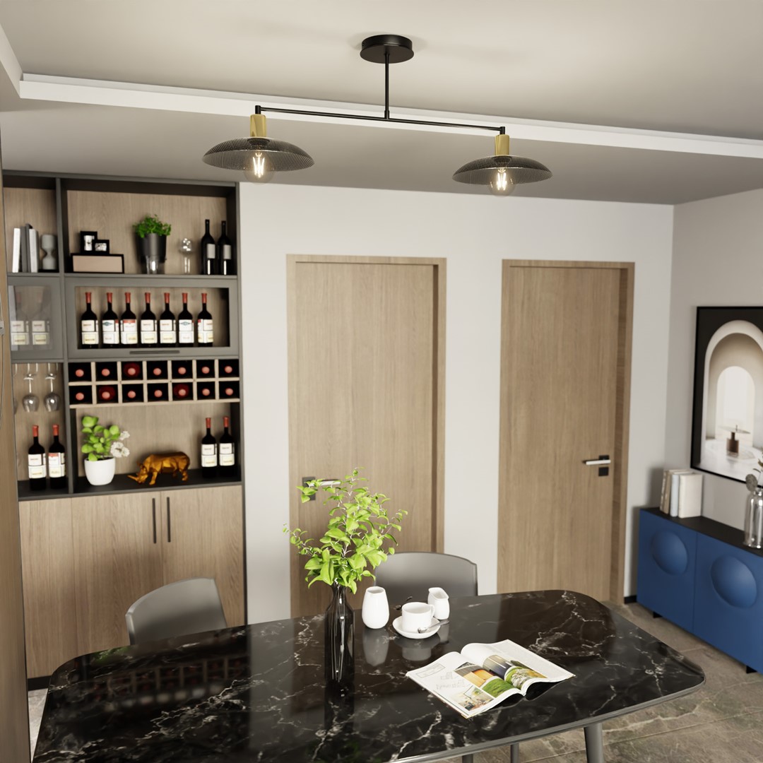 Spirit 100cm Noir plafonnier De Emibig Lighting - La s&eacute;rie Spirit c&eacute;l&egrave;bre le charme brut du design industriel.