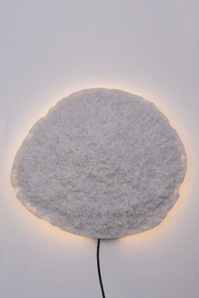 Nemo Blanc applique murale De Globen Lighting - La lampe est fabriquée en polyrésine blanche et en grès et dispose d'un câble noir de 200 cm de long avec un interrupteur.