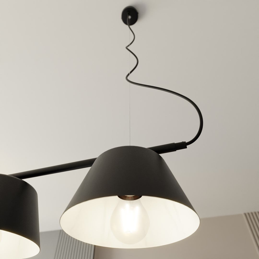 Gelato 100cm Noir suspension De Emibig Lighting - La s&eacute;rie de lampes Gelato est une beaut&eacute; minimaliste.
