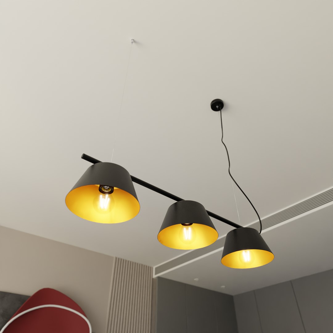 Gelato 82cm Noir suspension De Emibig Lighting - La s&eacute;rie de lampes Gelato est une beaut&eacute; minimaliste.