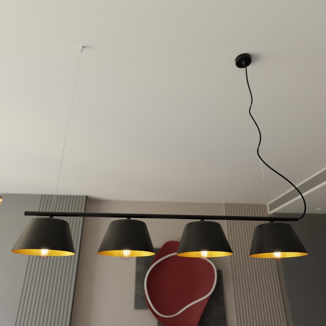 Gelato 100cm Noir suspension De Emibig Lighting - La s&eacute;rie de lampes Gelato est une beaut&eacute; minimaliste.