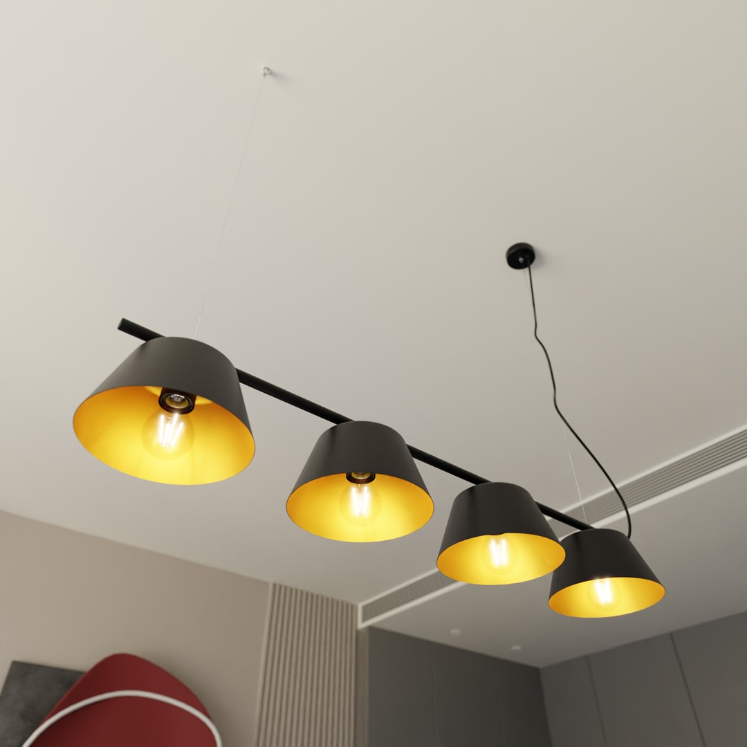 Gelato 100cm Noir suspension De Emibig Lighting - La s&eacute;rie de lampes Gelato est une beaut&eacute; minimaliste.