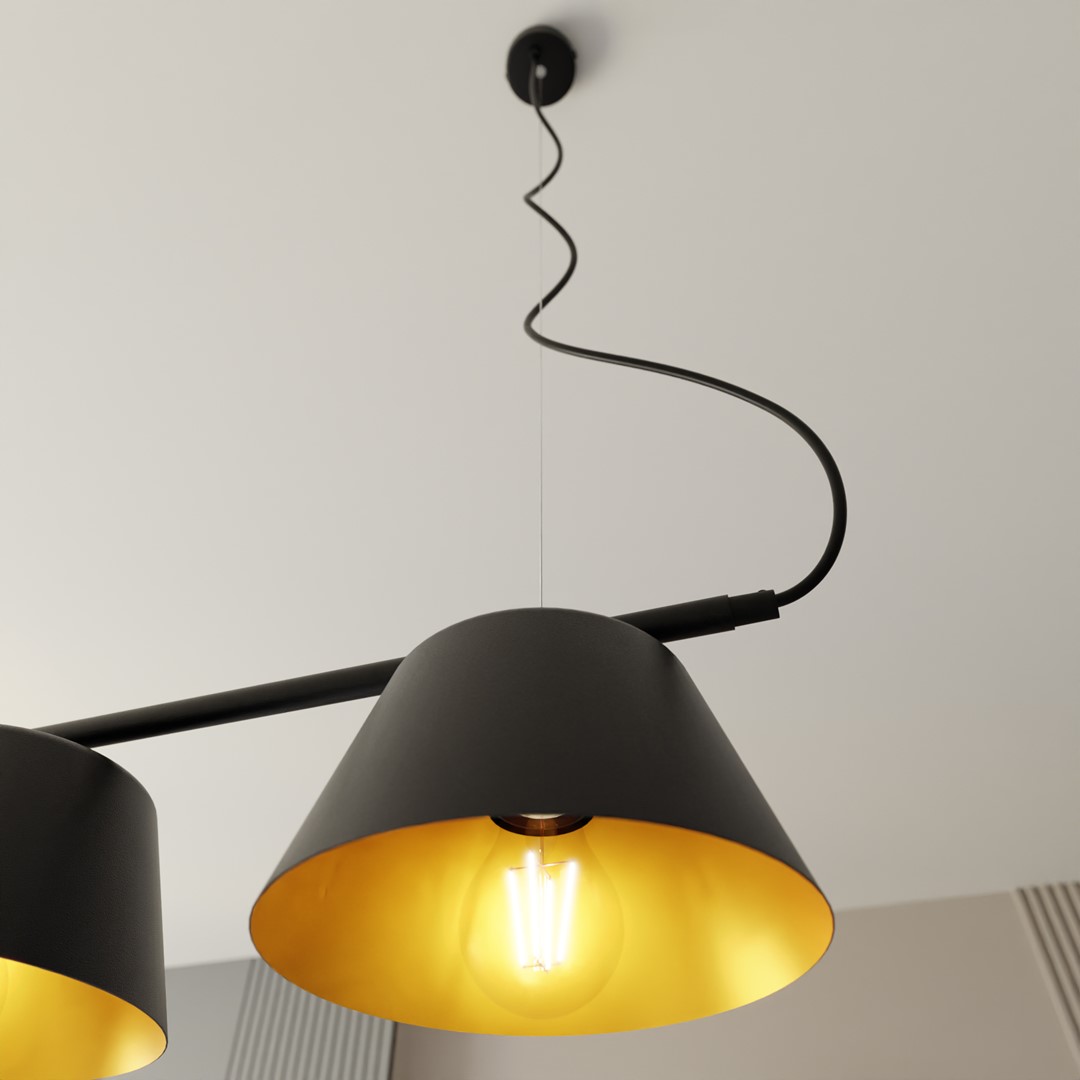 Gelato 100cm Noir suspension De Emibig Lighting - La s&eacute;rie de lampes Gelato est une beaut&eacute; minimaliste.