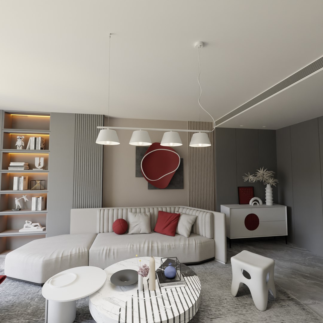 Gelato 100cm Blanc suspension De Emibig Lighting - La s&eacute;rie de lampes Gelato est une beaut&eacute; minimaliste.
