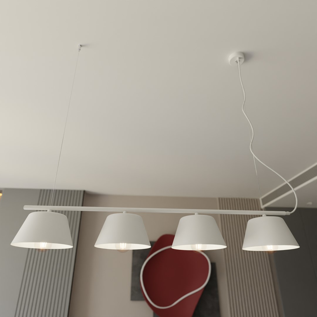 Gelato 100cm Blanc suspension De Emibig Lighting - La s&eacute;rie de lampes Gelato est une beaut&eacute; minimaliste.