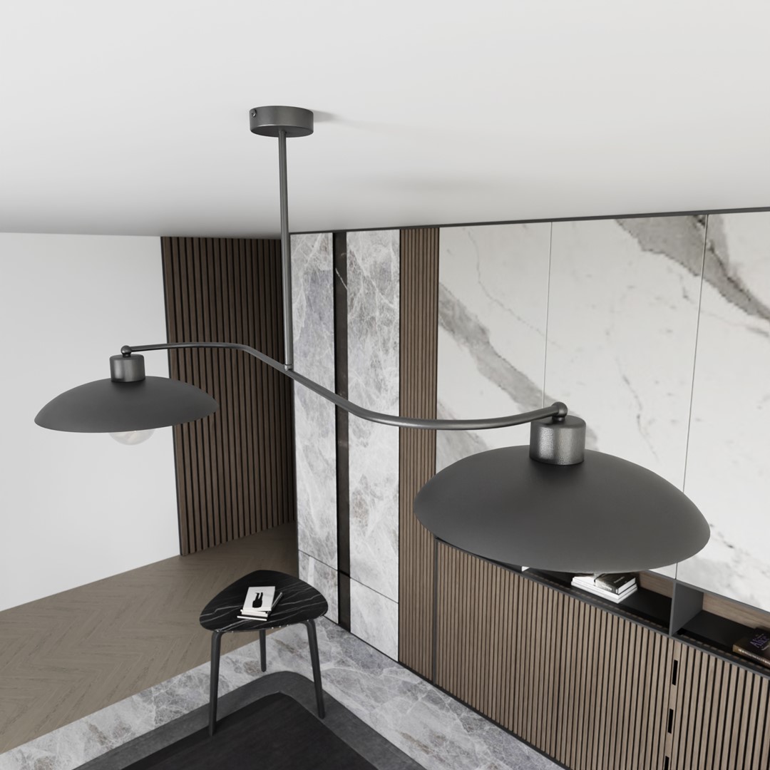 Foster 100cm Noir plafonnier De Emibig Lighting - La s&eacute;rie compl&egrave;te les int&eacute;rieurs de style industriel de mani&egrave;re &eacute;l&eacute;gante et de bon go&ucirc;t.