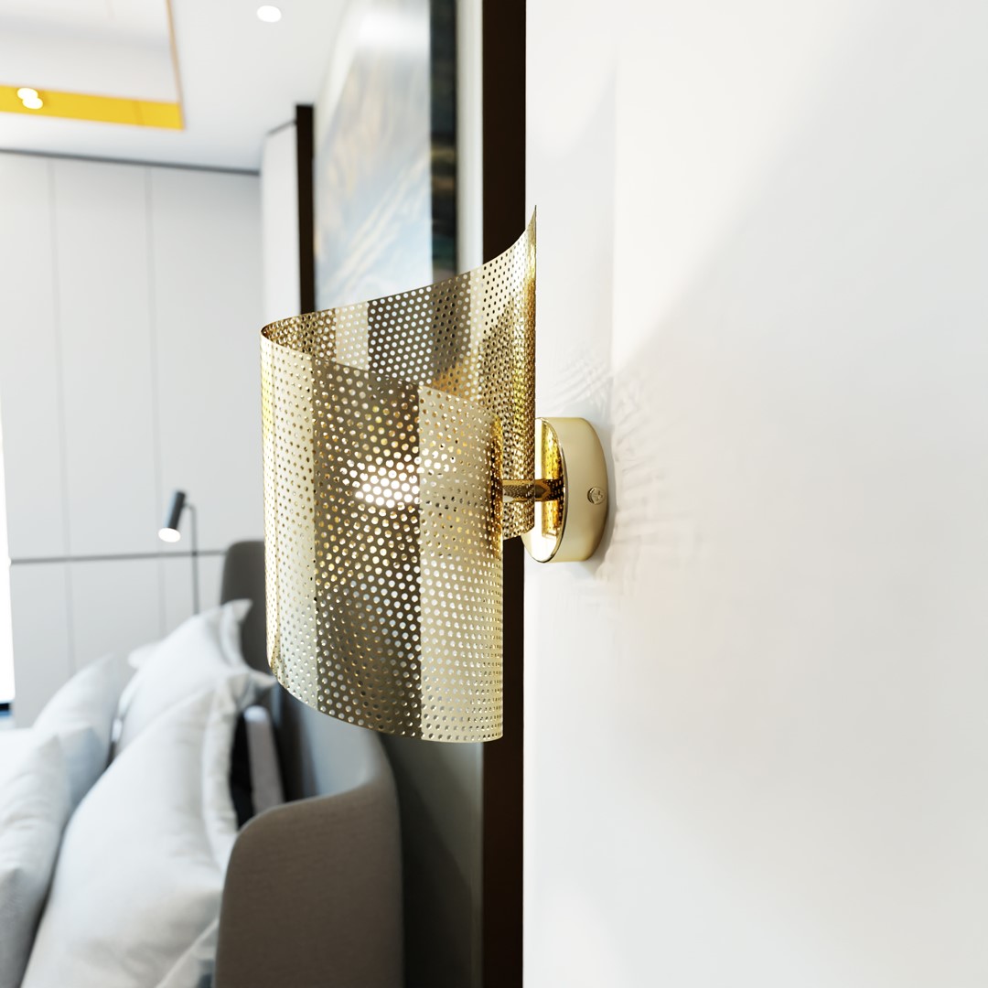 Spiral 30cm Or applique murale De Emibig Lighting - Id&eacute;al pour &eacute;clairer les escaliers, les couloirs et les halls d'entr&eacute;e, mais aussi comme &eacute;clairage d'appoint d'ambiance dans le salon ou la chambre.