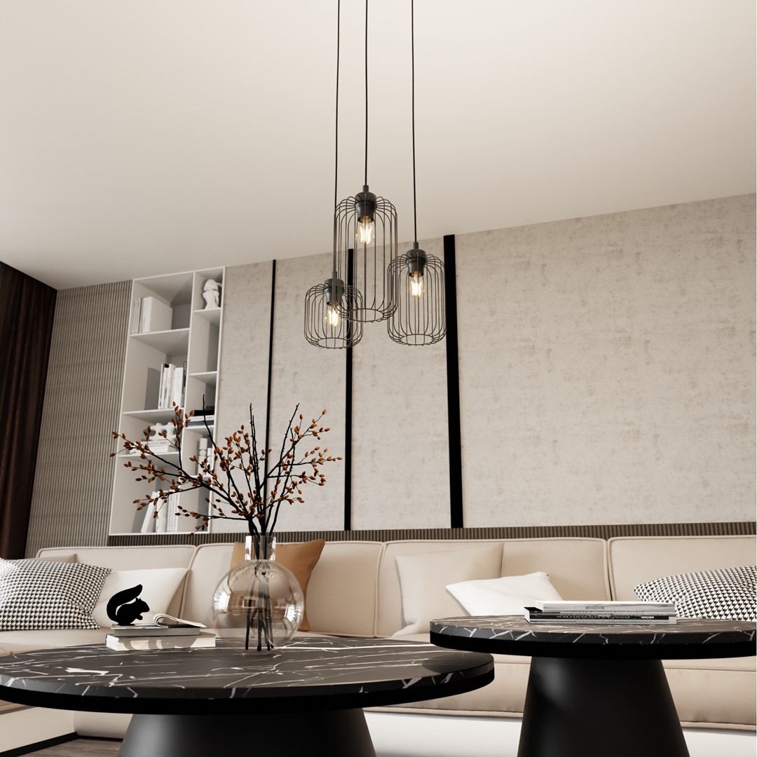 Vander Ø30 Noir suspension De Emibig Lighting - Fabriqu&eacute;e en m&eacute;tal de haute qualit&eacute;, la Vander est une suspension unique avec de beaux abat-jour qui cr&eacute;ent un jeu de lumi&egrave;re harmonieux dans la pi&egrave;ce lorsque la lampe est allum&eacute;e.