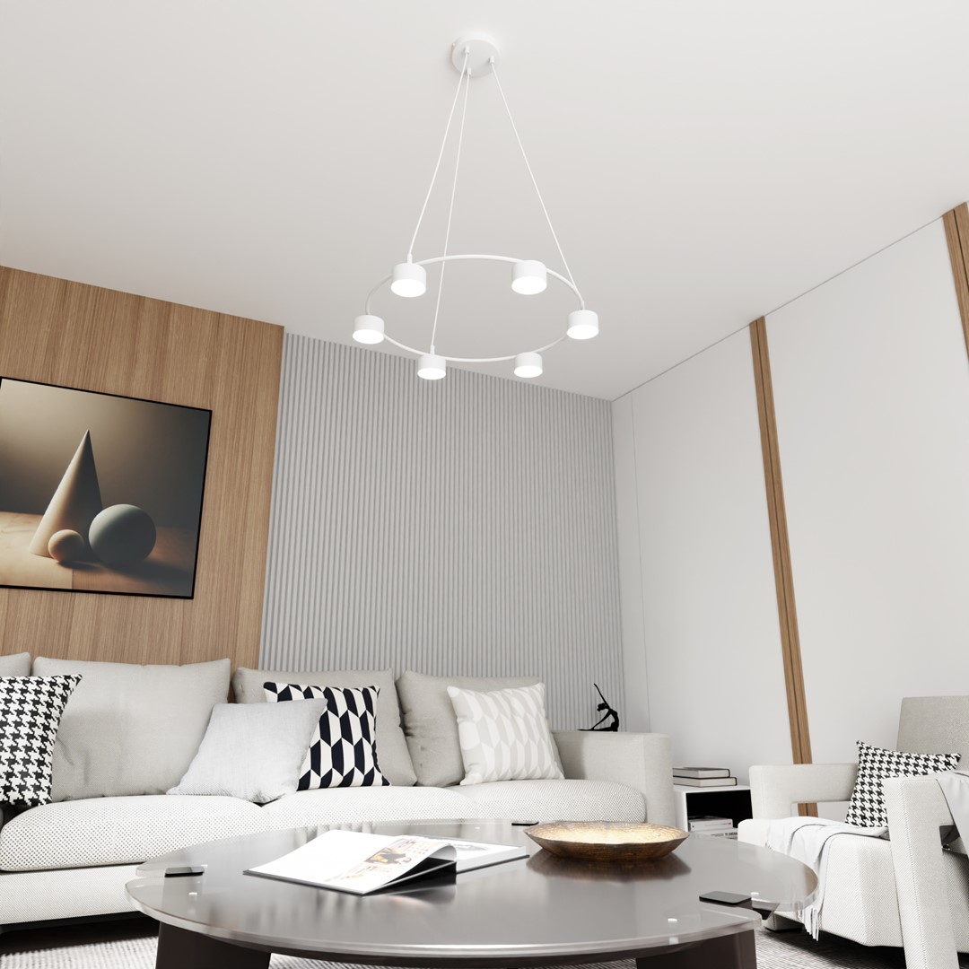 Starlit Ø64 Blanc suspension De Emibig Lighting - Une lampe suspendue minimaliste au design moderne qui impressionne par sa forme circulaire élégante.
