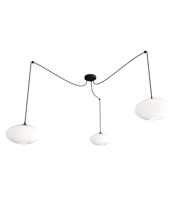Origo 3xØ30 Blanc suspension De Emibig Lighting - Origo s'int&egrave;gre parfaitement dans des environnements tels que les salons ou les restaurants et constitue une combinaison id&eacute;ale d'esth&eacute;tique et de qualit&eacute;.
