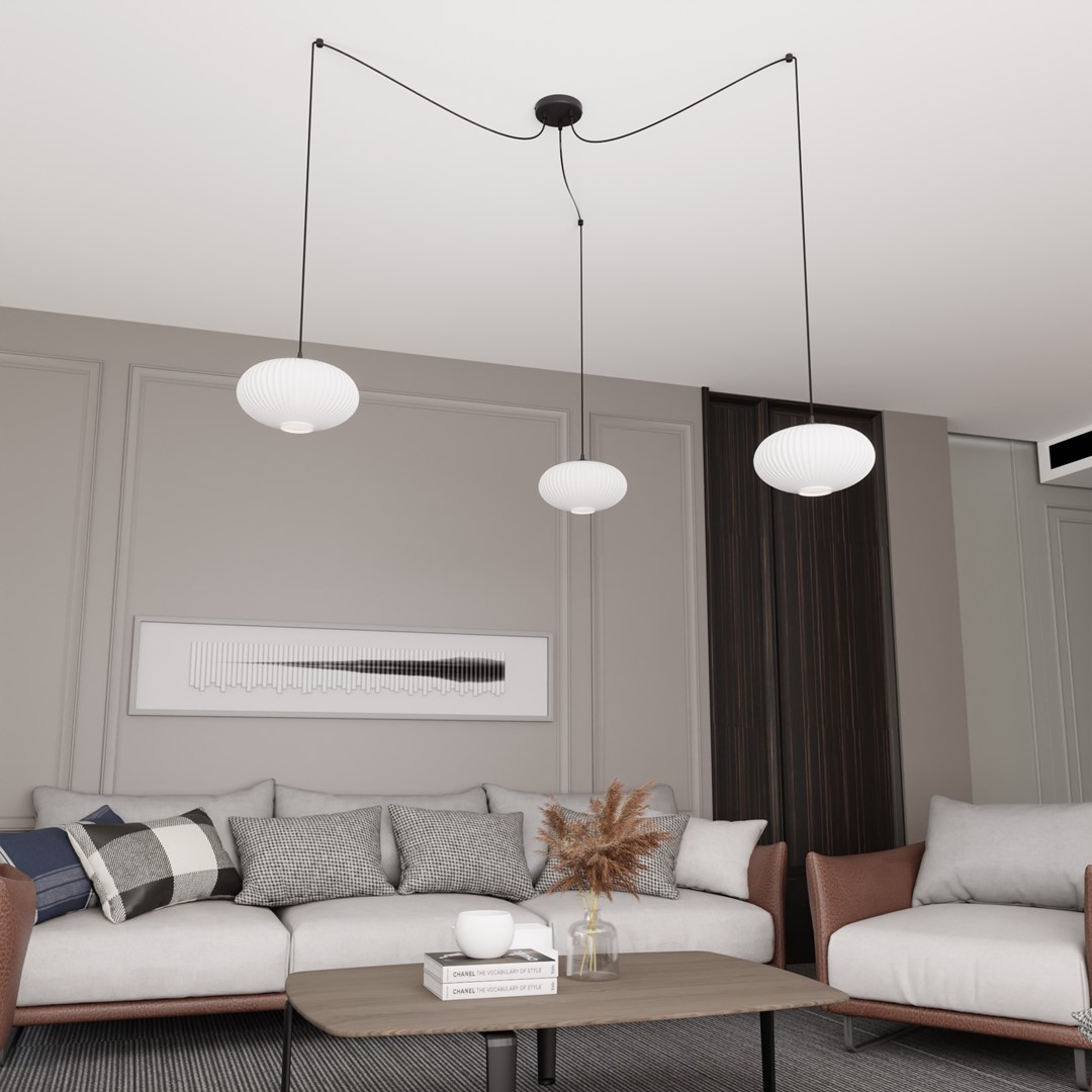 Origo 3xØ30 Blanc suspension De Emibig Lighting - Origo s'int&egrave;gre parfaitement dans des environnements tels que les salons ou les restaurants et constitue une combinaison id&eacute;ale d'esth&eacute;tique et de qualit&eacute;.