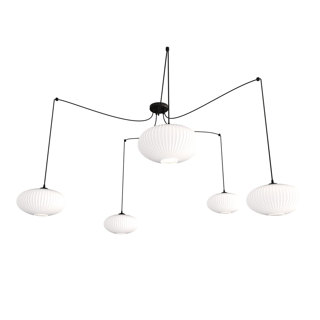 Origo 5xØ30 Blanc suspension De Emibig Lighting - Origo s'int&egrave;gre parfaitement dans des environnements tels que les salons ou les restaurants et constitue une combinaison id&eacute;ale d'esth&eacute;tique et de qualit&eacute;.
