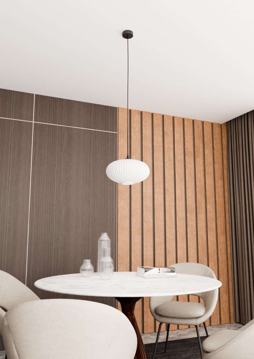 Coco Ø30 Blanc suspension De Emibig Lighting - L'&eacute;l&eacute;gant abat-jour en verre opale &eacute;met une lumi&egrave;re non &eacute;blouissante qui donne &agrave; la pi&egrave;ce une atmosph&egrave;re l&eacute;g&egrave;re et douce.