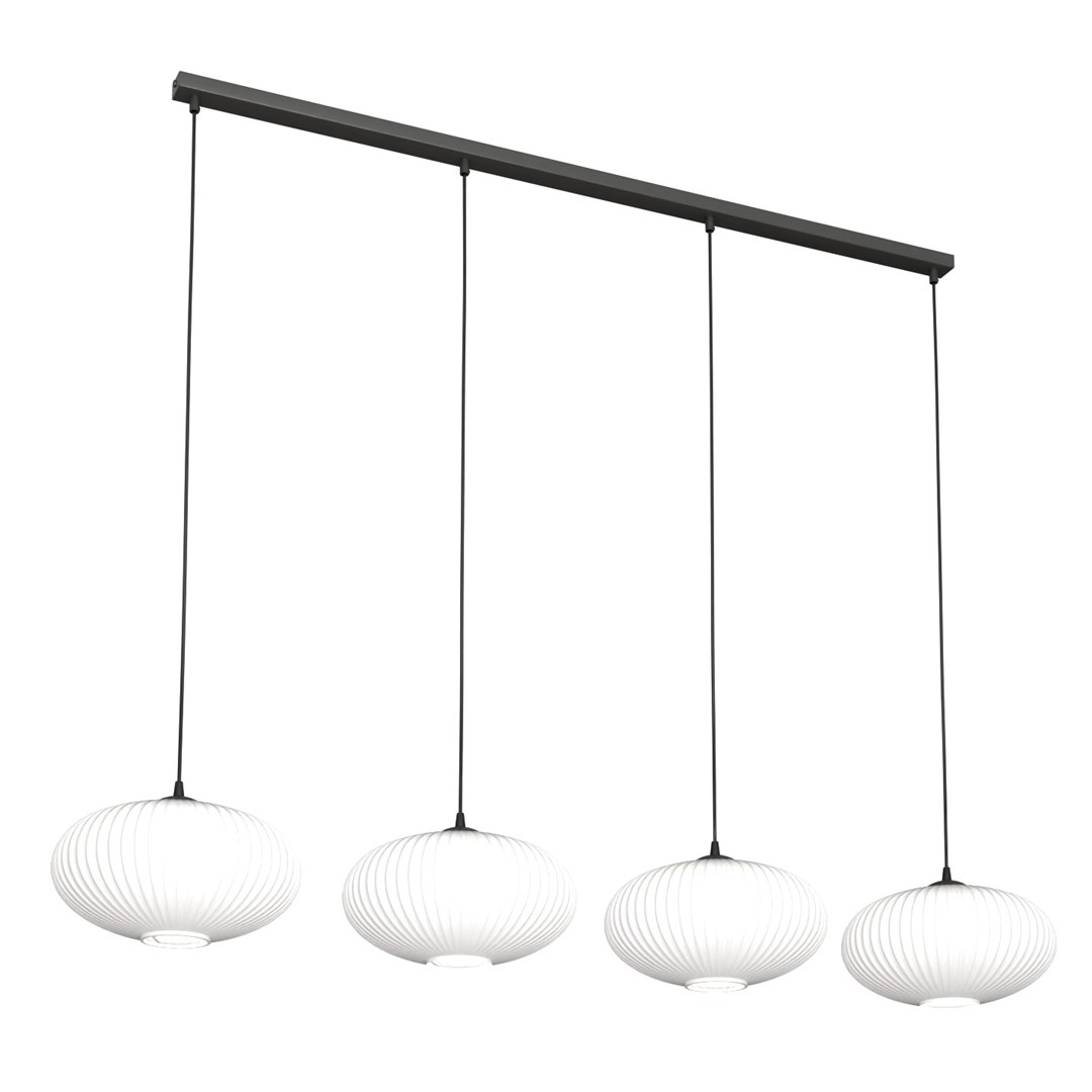 Coco 140cm Blanc suspension De Emibig Lighting - Les &eacute;l&eacute;gants d&ocirc;mes en verre opale &eacute;mettent une lumi&egrave;re non &eacute;blouissante, donnant &agrave; la pi&egrave;ce une atmosph&egrave;re l&eacute;g&egrave;re et douce.