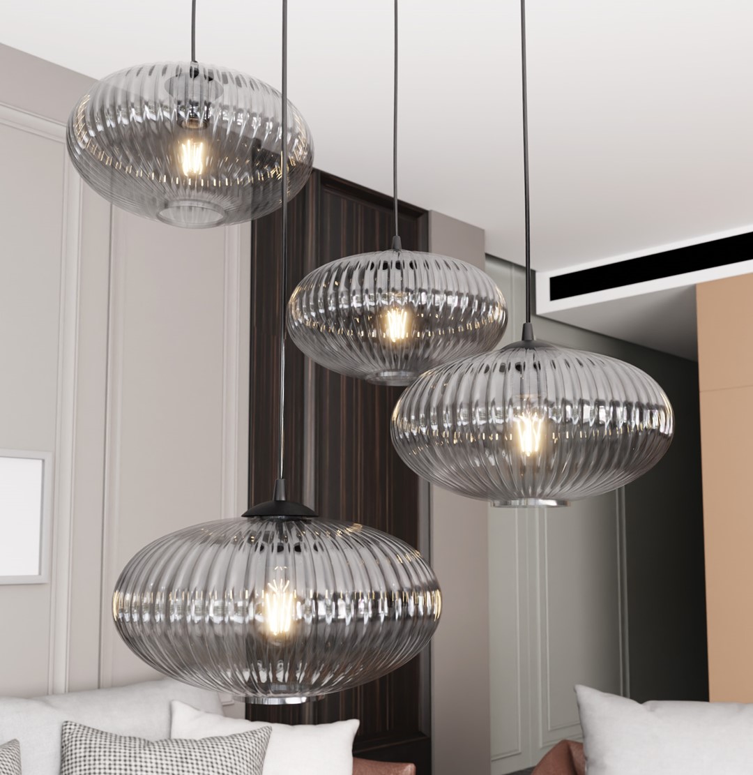 Coco Ø70 Couleur fumée suspension De Emibig Lighting - Les &eacute;l&eacute;gants abat-jour en verre fum&eacute; &eacute;mettent une lumi&egrave;re chaleureuse qui conf&egrave;re &agrave; la pi&egrave;ce une atmosph&egrave;re l&eacute;g&egrave;re et douce.