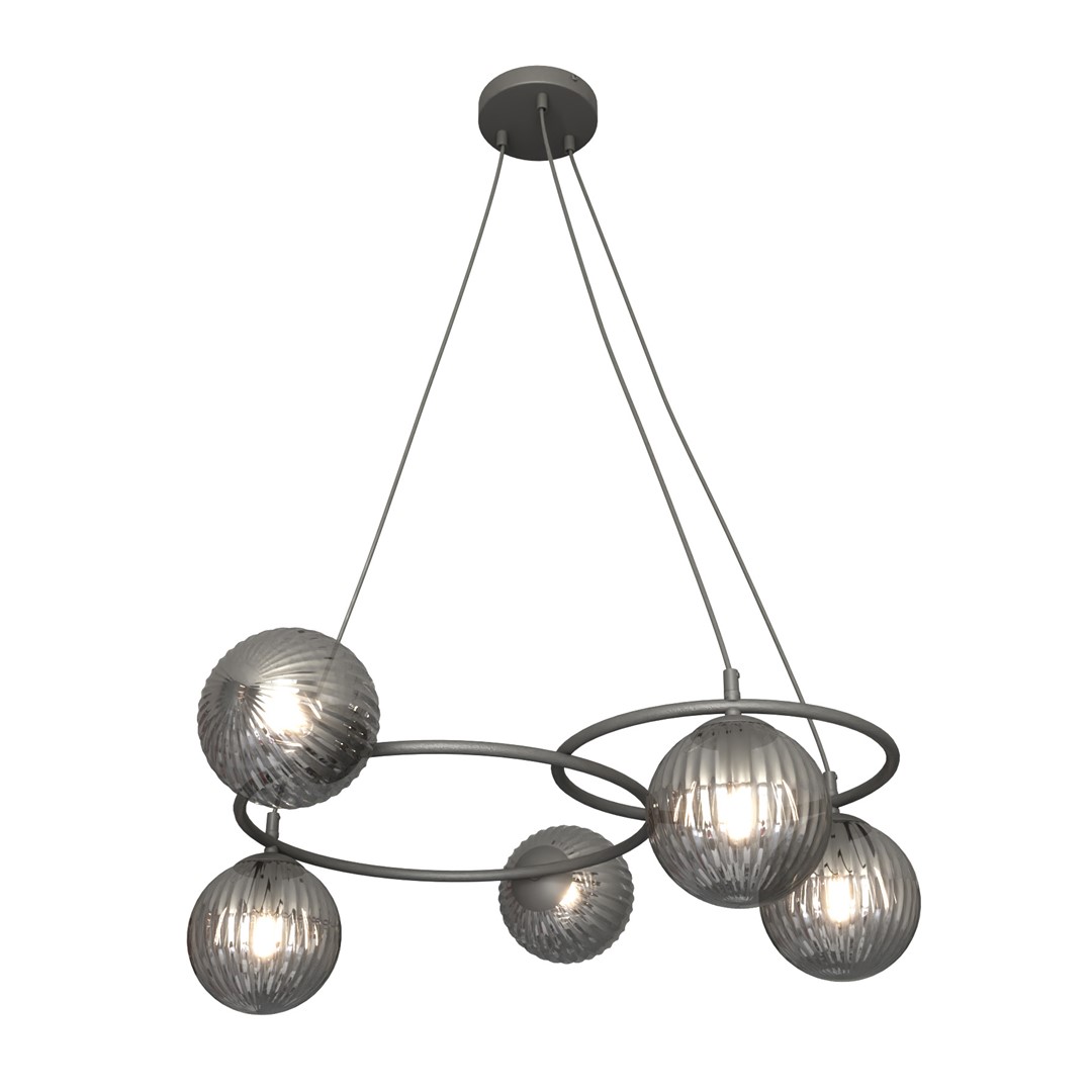 Libra 70cm Couleur fumée suspension De Emibig Lighting - Des anneaux qui donnent une expression l&eacute;g&egrave;re et harmonieuse, tandis que les d&ocirc;mes en verre de couleur fum&eacute;e diffusent une lumi&egrave;re chaude et agr&eacute;able qui cr&eacute;e une belle atmosph&egrave;re.