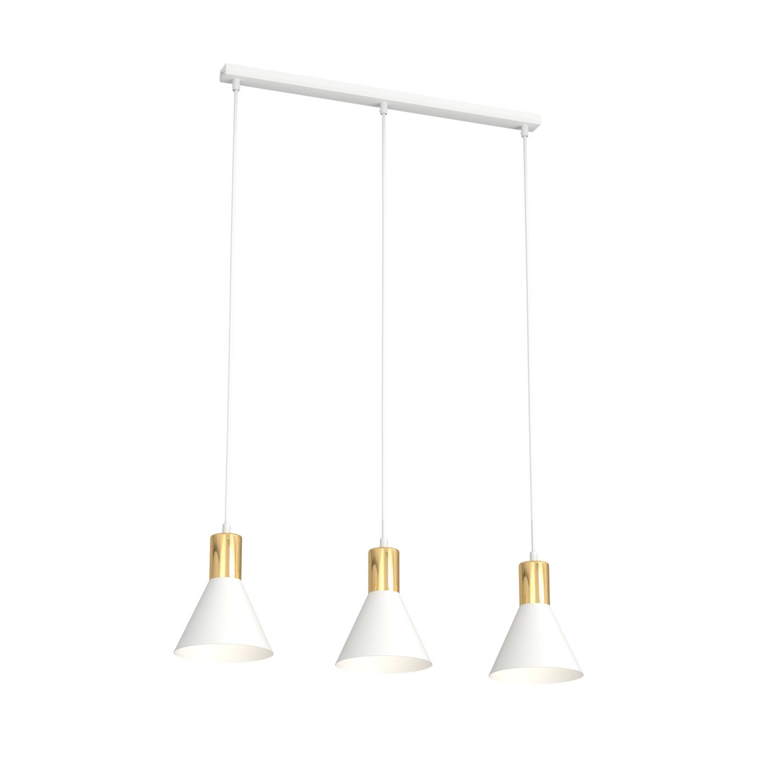 Rosa 60cm Blanc suspension De Emibig Lighting - Parfait pour les salons, les salles &agrave; manger ou les cuisines, le rose cr&eacute;e une atmosph&egrave;re unique dans la pi&egrave;ce en combinant la rugosit&eacute; du m&eacute;tal avec l'&eacute;l&eacute;gance subtile d'un accent dor&eacute;.