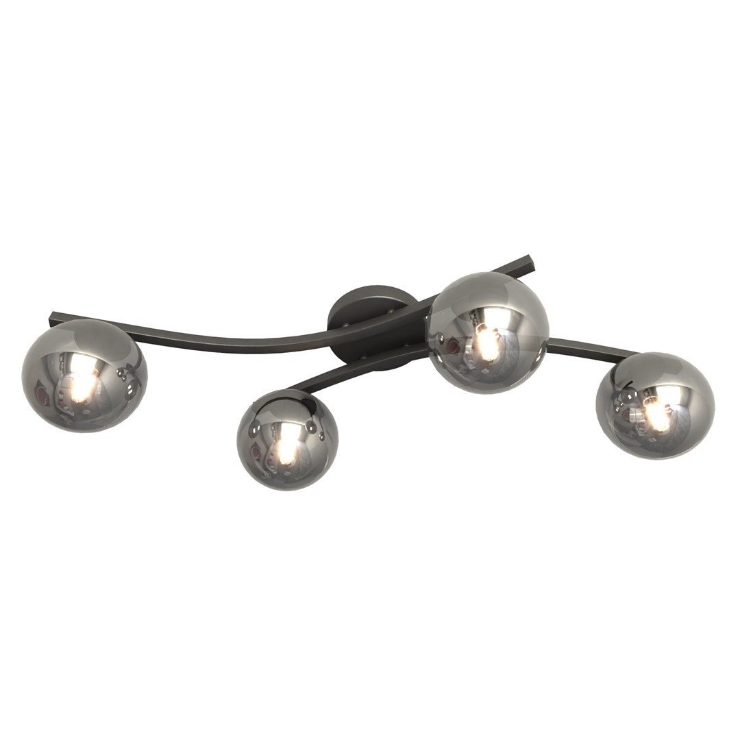 Opus 84cm Couleur fumée plafonnier De Emibig Lighting - La forme simple et les coupoles en verre fum&eacute; conf&egrave;rent &agrave; la pi&egrave;ce douceur et l&eacute;g&egrave;ret&eacute;, tandis que la lampe diffuse une lumi&egrave;re agr&eacute;able et diffuse.