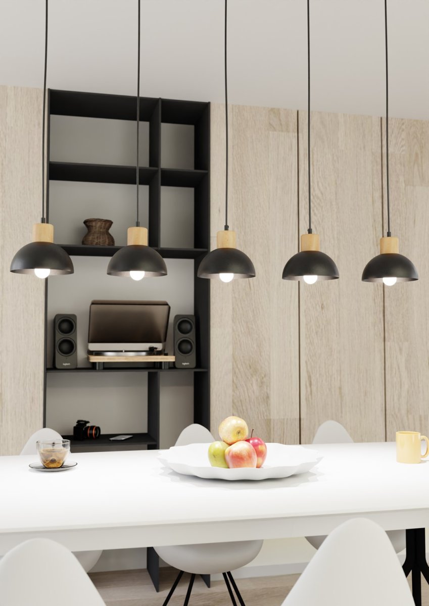 Seco 116cm Noir suspension De Emibig Lighting - Parfait pour les salons, les salles &agrave; manger ou les cuisines &ndash; Seco cr&eacute;e une harmonie et une atmosph&egrave;re nordique chaleureuse dans la pi&egrave;ce.