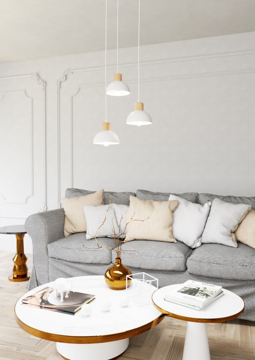 Seco Ø30 Blanc suspension De Emibig Lighting - Parfait pour les salons, les salles &agrave; manger ou les cuisines &ndash; Seco cr&eacute;e une harmonie et une atmosph&egrave;re nordique chaleureuse dans la pi&egrave;ce.