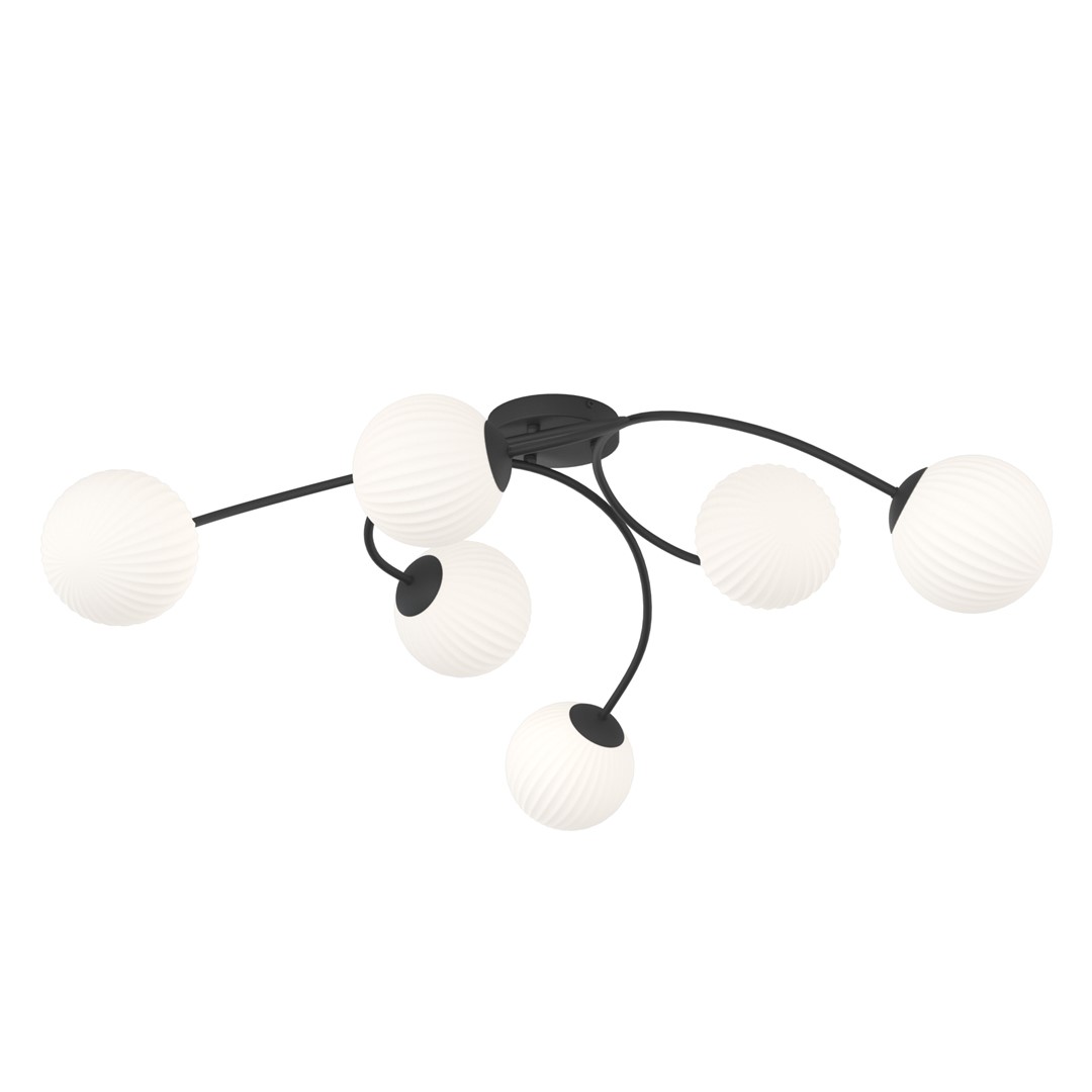 Vibra 97cm Blanc plafonnier De Emibig Lighting - Les d&ocirc;mes en verre opale &eacute;mettent une lumi&egrave;re douce et diffuse qui conf&egrave;re &agrave; la pi&egrave;ce l&eacute;g&egrave;ret&eacute; et une touche moderne.