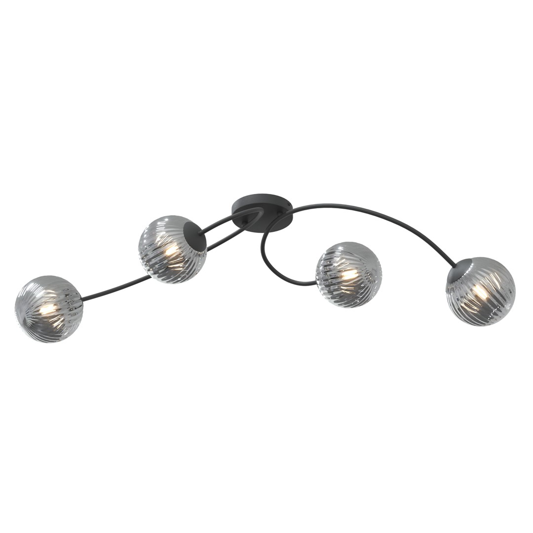 Vibra 110cm Couleur fumée plafonnier De Emibig Lighting - Les abat-jour en verre fum&eacute; &eacute;mettent une lumi&egrave;re douce et diffuse qui conf&egrave;re &agrave; la pi&egrave;ce l&eacute;g&egrave;ret&eacute; et une touche moderne.