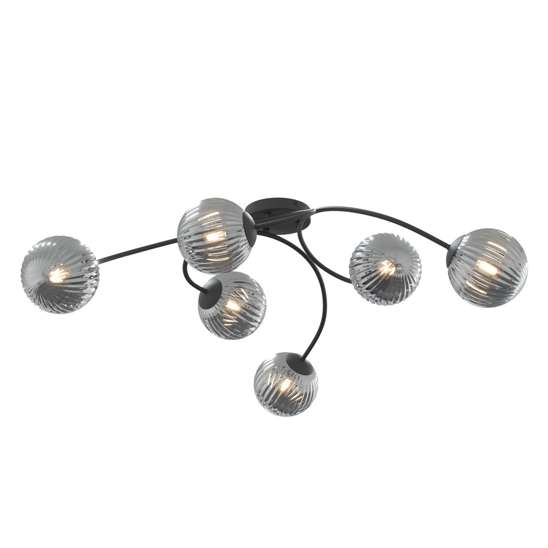 Vibra 97cm Couleur fumée plafonnier De Emibig Lighting - Les abat-jour en verre fum&eacute; &eacute;mettent une lumi&egrave;re douce et diffuse qui conf&egrave;re &agrave; la pi&egrave;ce l&eacute;g&egrave;ret&eacute; et une touche moderne.