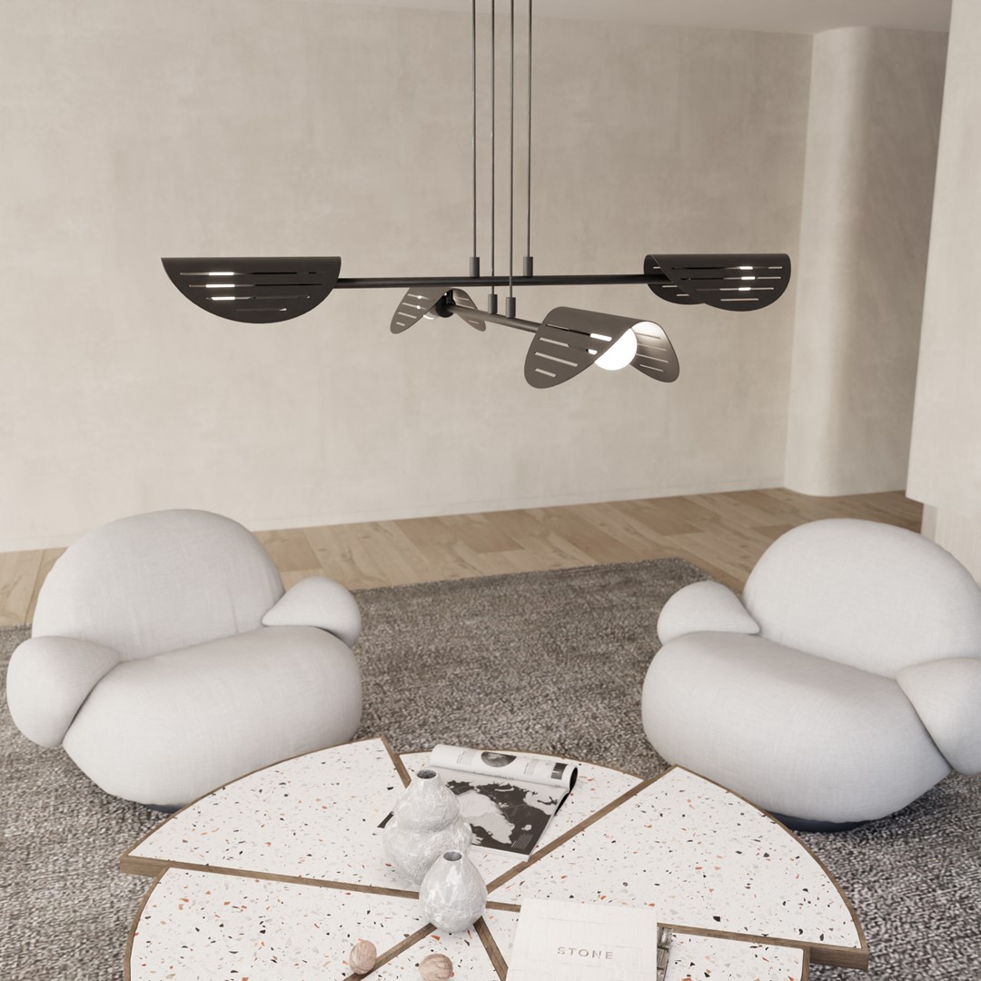 Saber 104cm Noir suspension De Emibig Lighting - Parfait pour les salons, les salles &agrave; manger ou les bureaux, Saber &eacute;met une lumi&egrave;re douce qui cr&eacute;e une atmosph&egrave;re particuli&egrave;re et souligne le style de la pi&egrave;ce.