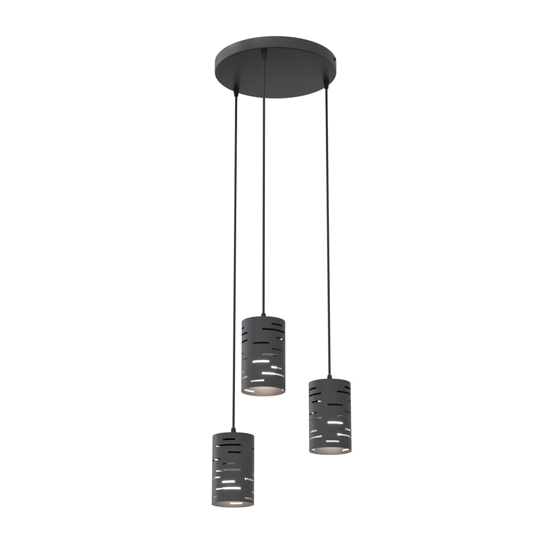 Tank Ø33 Noir suspension De Emibig Lighting - Les d&eacute;tails d&eacute;coup&eacute;s au laser dans les abat-jour conf&egrave;rent &agrave; la lampe un caract&egrave;re unique et cr&eacute;ent un jeu de lumi&egrave;re passionnant.