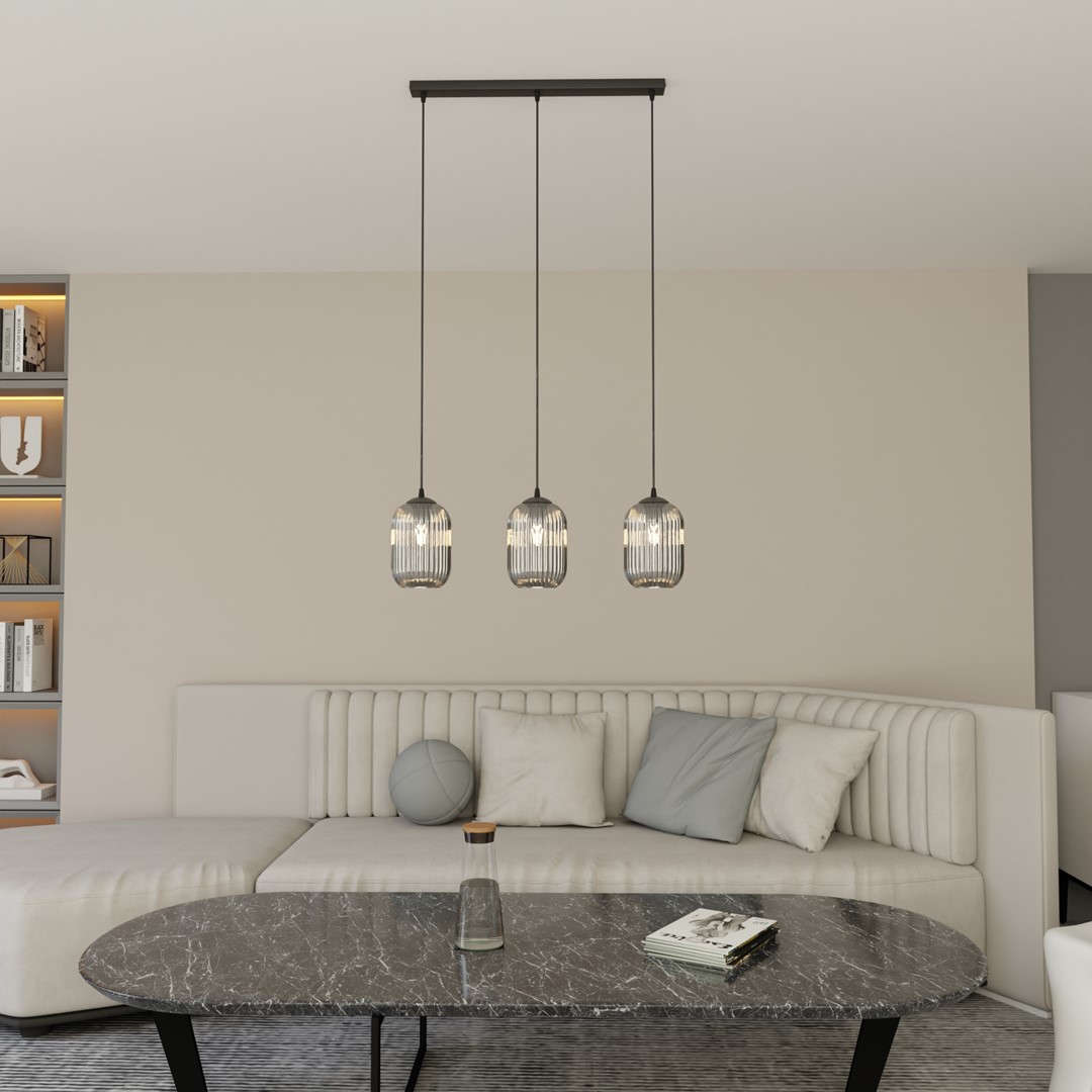 Verdi 60cm Couleur fumée suspension De Emibig Lighting - Verdi s'int&egrave;gre parfaitement dans les int&eacute;rieurs modernes et &eacute;l&eacute;gants et diffuse une lumi&egrave;re douce et agr&eacute;able - id&eacute;ale pour les salons, les salles &agrave; manger ou les espaces publics.
