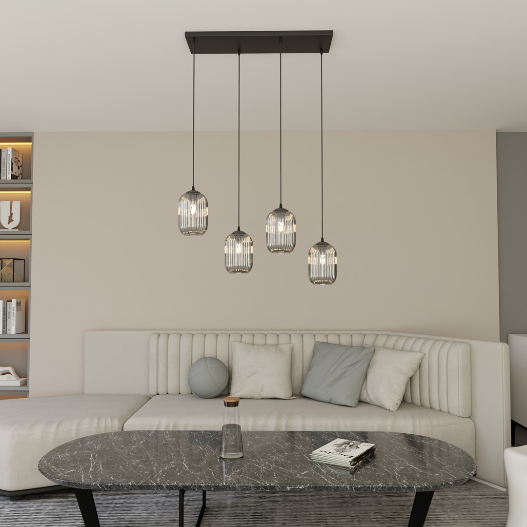 Verdi 70cm Couleur fumée suspension De Emibig Lighting - Verdi s'int&egrave;gre parfaitement dans les int&eacute;rieurs modernes et &eacute;l&eacute;gants et diffuse une lumi&egrave;re douce et agr&eacute;able - id&eacute;ale pour les salons, les salles &agrave; manger ou les espaces publics.