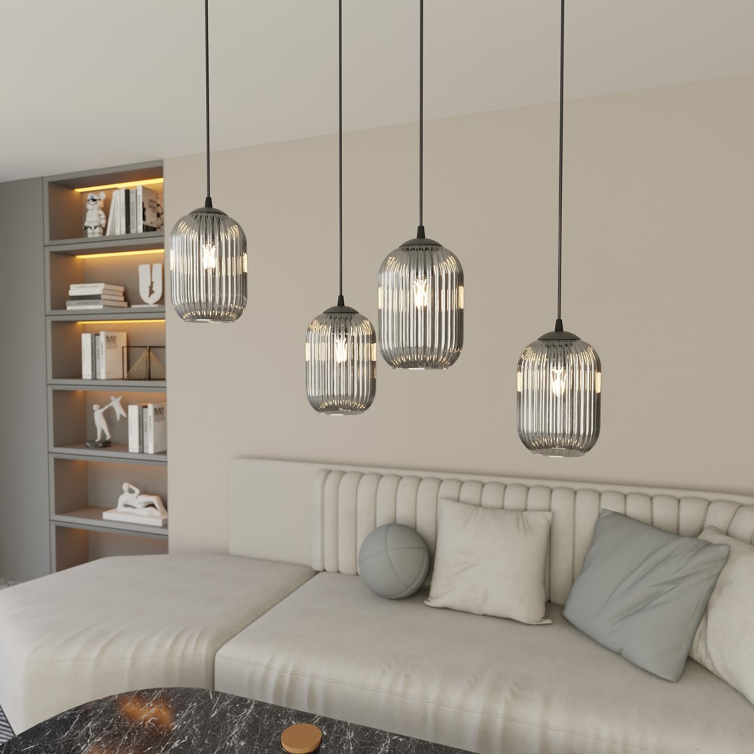 Verdi 70cm Couleur fumée suspension De Emibig Lighting - Verdi s'int&egrave;gre parfaitement dans les int&eacute;rieurs modernes et &eacute;l&eacute;gants et diffuse une lumi&egrave;re douce et agr&eacute;able - id&eacute;ale pour les salons, les salles &agrave; manger ou les espaces publics.