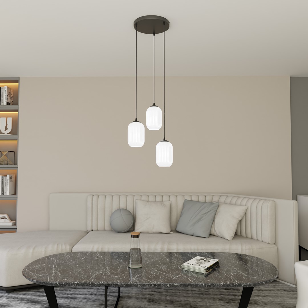 Verdi Ø30 Blanc suspension De Emibig Lighting - Verdi s'intègre parfaitement dans les intérieurs modernes et élégants et diffuse une lumière douce et agréable - idéale pour les salons, les salles à manger ou les espaces publics.