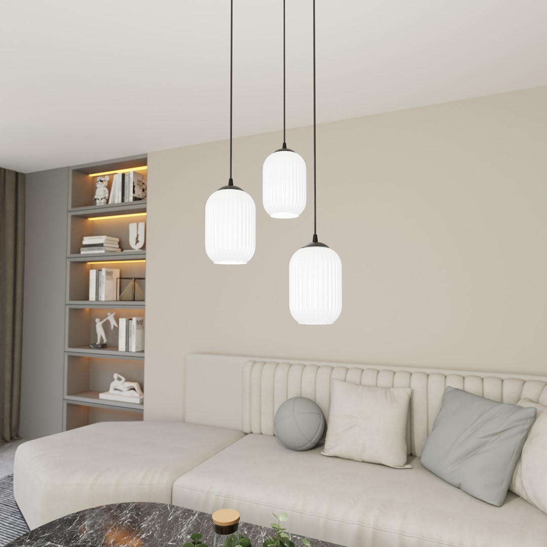 Verdi Ø30 Blanc suspension De Emibig Lighting - Verdi s'intègre parfaitement dans les intérieurs modernes et élégants et diffuse une lumière douce et agréable - idéale pour les salons, les salles à manger ou les espaces publics.
