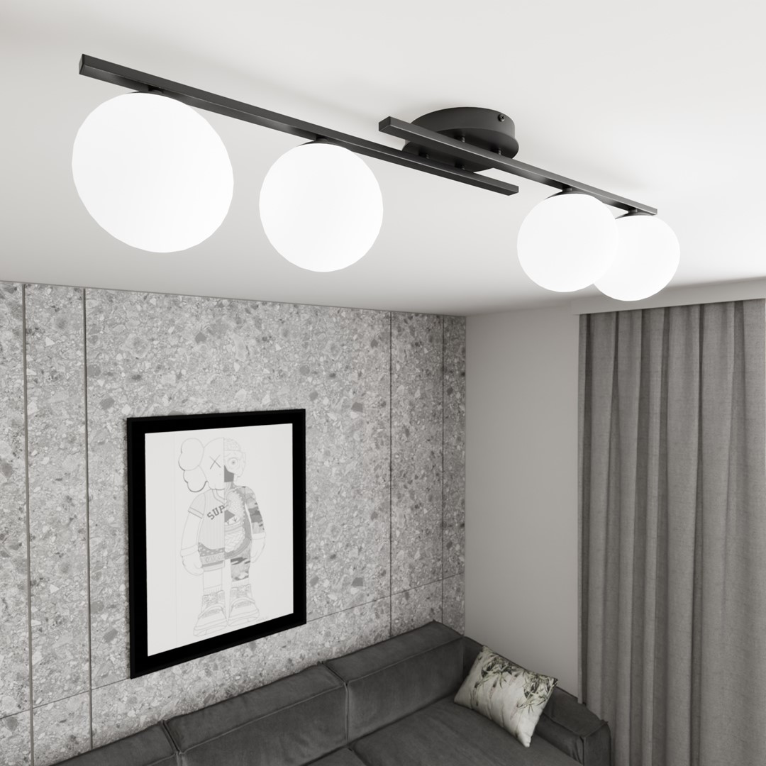 Kairo 87cm Noir plafonnier De Emibig Lighting - Le design minimaliste s'int&egrave;gre parfaitement dans n'importe quelle maison et n'importe quel style.