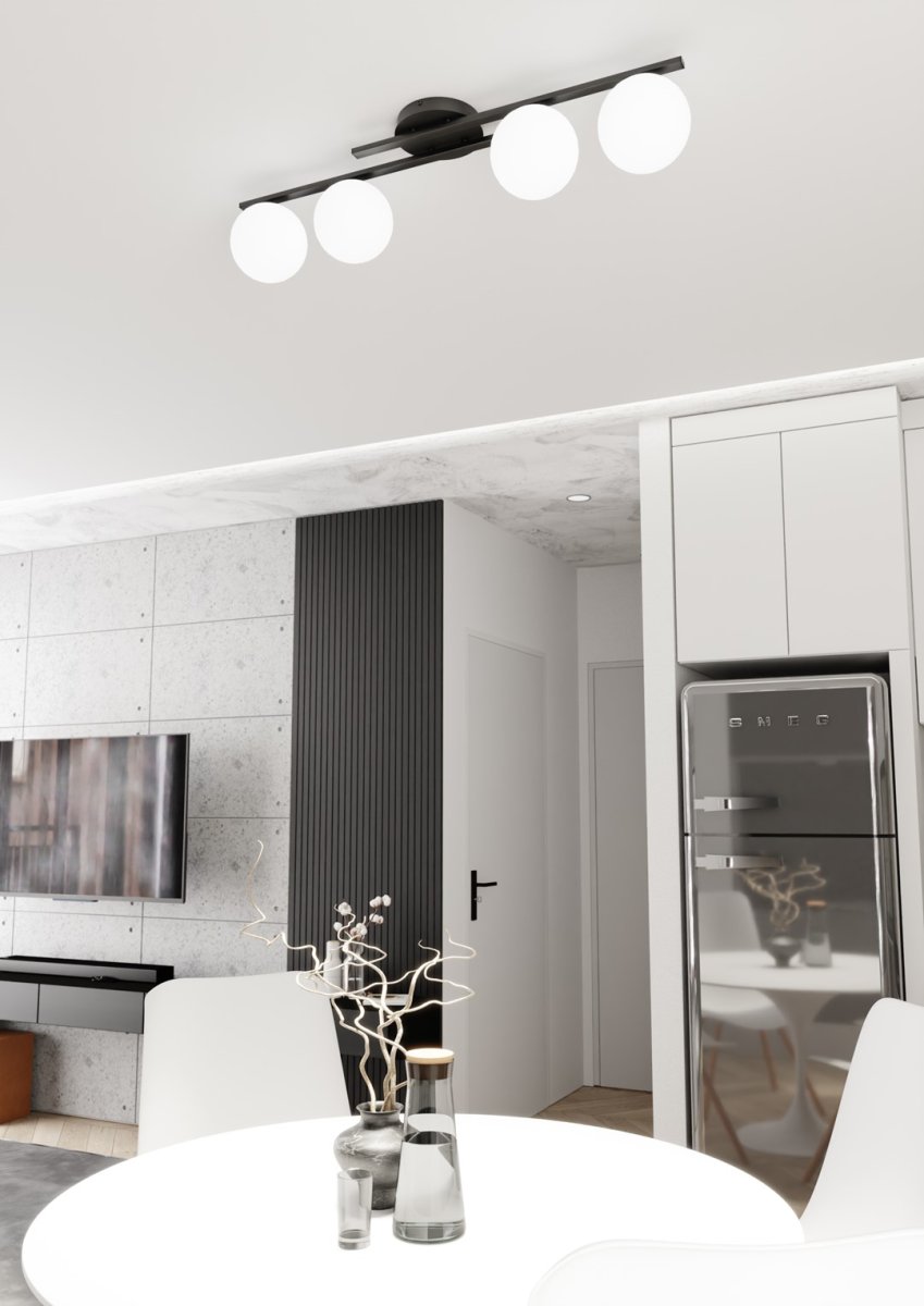 Kairo 87cm Noir plafonnier De Emibig Lighting - Le design minimaliste s'int&egrave;gre parfaitement dans n'importe quelle maison et n'importe quel style.