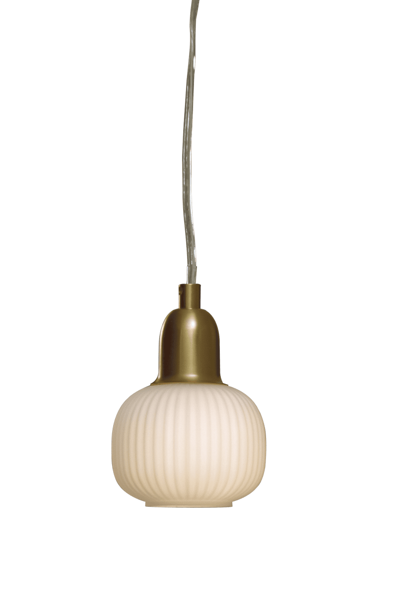 Elin Ø10 Laiton mat lampe de fenêtre De Aneta Lighting - Lampe de fenêtre Elin en métal couleur laiton mat avec un abat-jour en verre nervuré blanc.