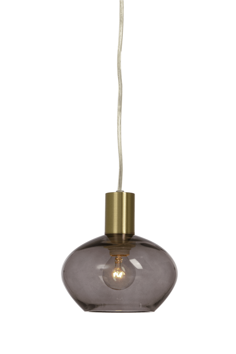 Bell Ø15 Couleur fumée lampe de fenêtre De Aneta Lighting - Fabriquée en laiton mat avec un dôme rond en verre fumé, elle diffuse une lumière douce et agréable.