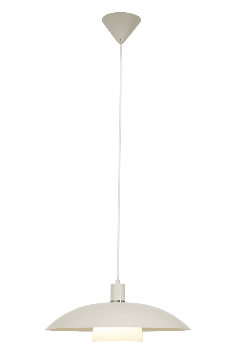 Alfa Ø42 Blanc suspension De Aneta Lighting - Alfa est une suspension classique avec une touche moderne qui s'intègre bien au-dessus de la table de la cuisine.