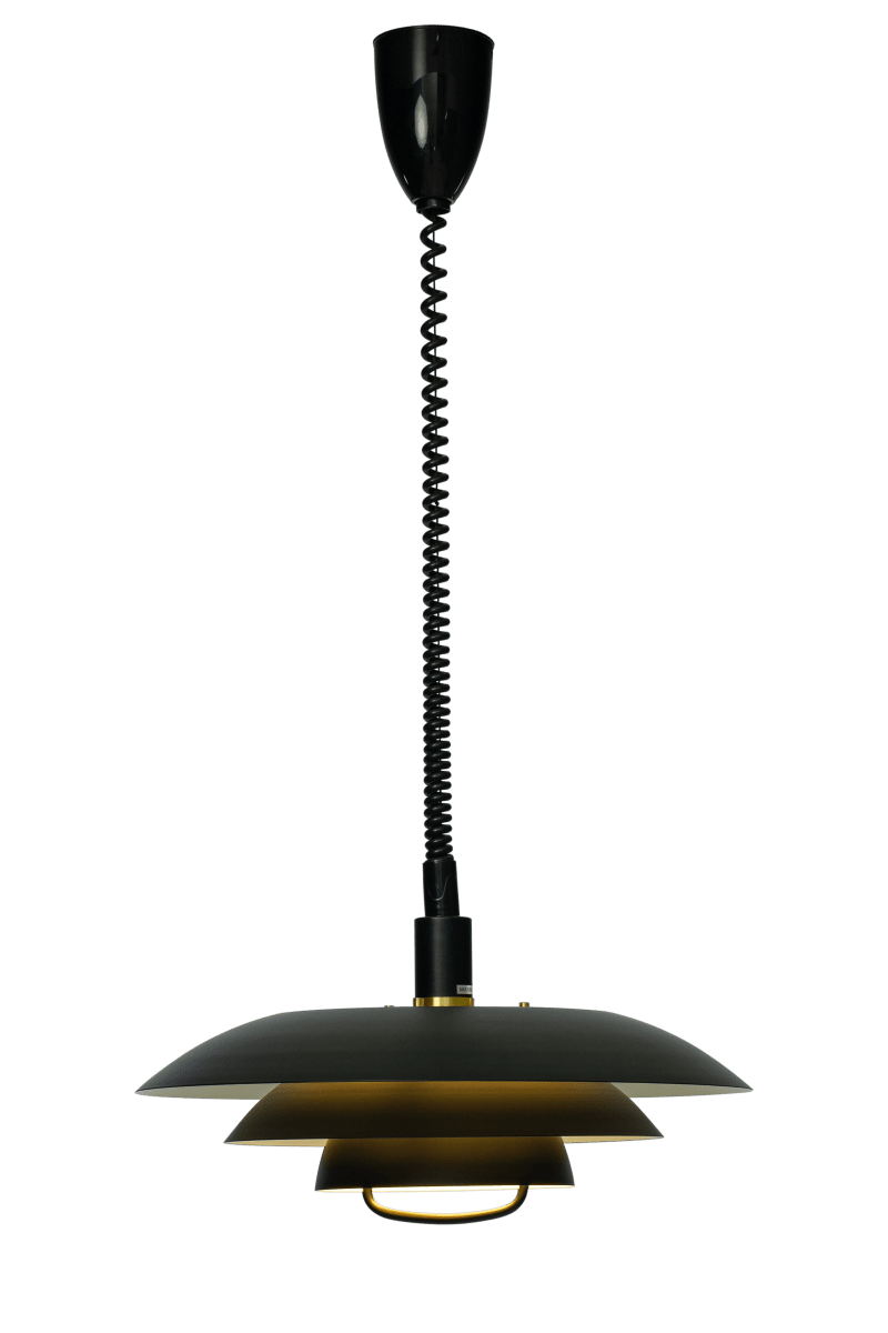 Epsilon Ø45 Noir suspension De Aneta Lighting - Le luminaire est r&eacute;glable en hauteur, avec une hauteur totale minimale de 65 cm et une hauteur maximale de 150 cm.